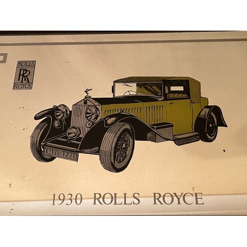 502 - Framed wall mirror decorated with an illustration of a 1930 Rolls Royce.

This lot is available for ... 