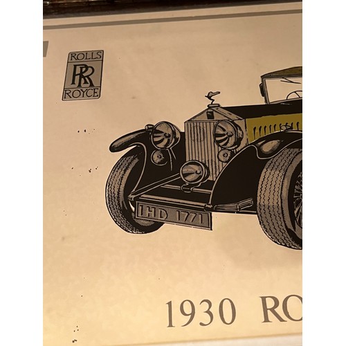 502 - Framed wall mirror decorated with an illustration of a 1930 Rolls Royce.

This lot is available for ... 