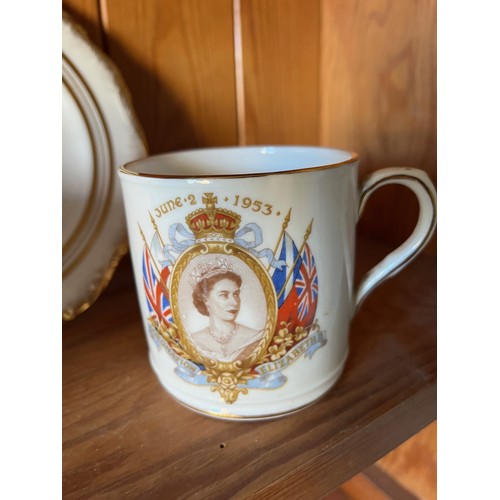 505 - Royal memorabilia, Coronation themed china for Queen Elizabeth and cup for King George and Queen Mar... 