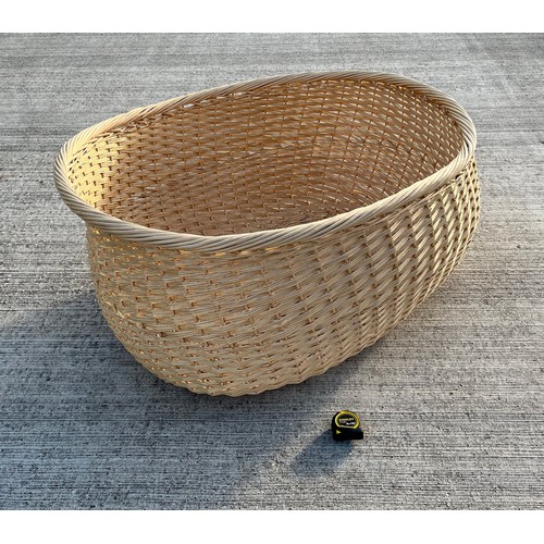 344 - A massive wicker storage basket, 91 cm x 107 cm x 53 cm deep, make a great dog bed.

This lot is col... 