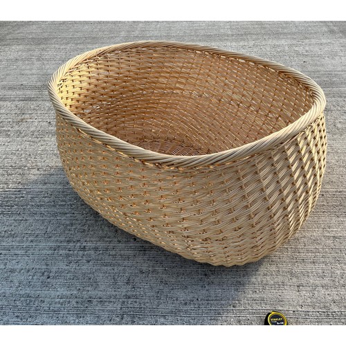 344 - A massive wicker storage basket, 91 cm x 107 cm x 53 cm deep, make a great dog bed.

This lot is col... 