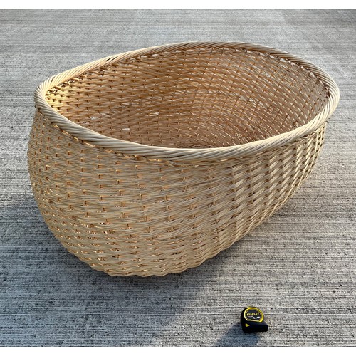 344 - A massive wicker storage basket, 91 cm x 107 cm x 53 cm deep, make a great dog bed.

This lot is col... 