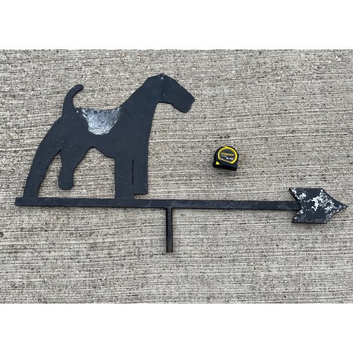 350 - Wrough iron weather vane in the form of a terrier dog. 96 cm long 

This lot is available for in-hou... 