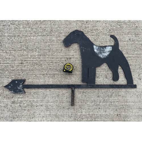 350 - Wrough iron weather vane in the form of a terrier dog. 96 cm long 

This lot is available for in-hou... 