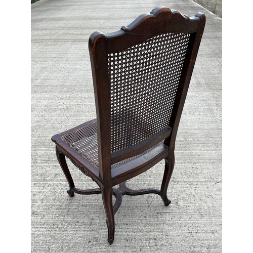 352 - Classical bergere side chair with carved decoration and a cross stretcher support. 49 cm wide 45 cm ... 