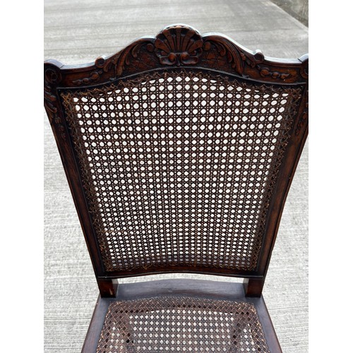 352 - Classical bergere side chair with carved decoration and a cross stretcher support. 49 cm wide 45 cm ... 