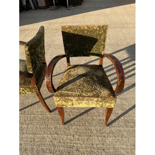 355 - A pair of Mid Century art deco influenced upholstered arm chairs, 55 cm wide, seat is 48 cm deep 82 ... 