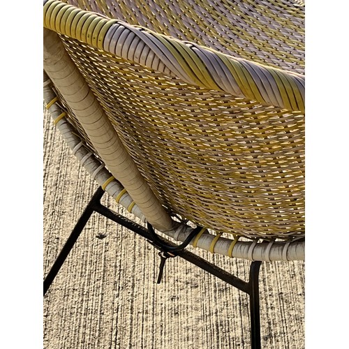 360 - Mid Century woven chair woven in a yellow and white colour way.

This lot is collection only