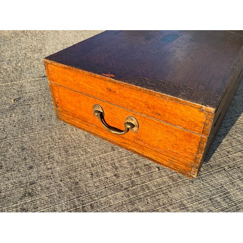 363 - C19th oak silver chest, 72 cm x 50 cm x 23 cm deep.

This lot is collection only