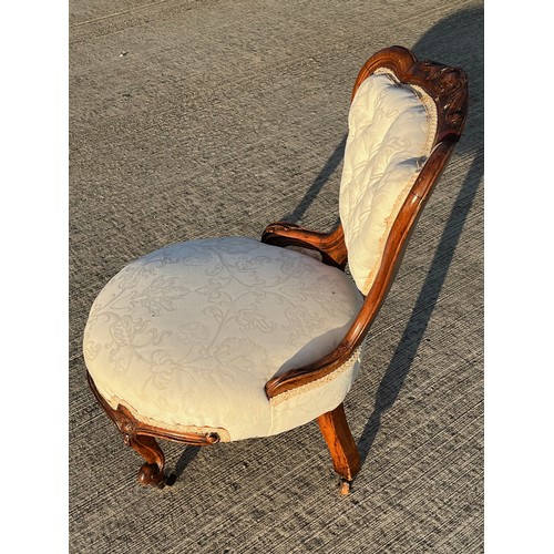 364 - Upholstered C19th bedroom or nursing chair with carved decoration.

This lot is collection only