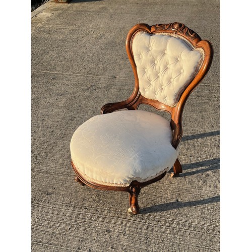 364 - Upholstered C19th bedroom or nursing chair with carved decoration.

This lot is collection only