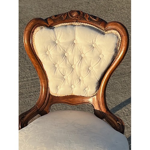 364 - Upholstered C19th bedroom or nursing chair with carved decoration.

This lot is collection only