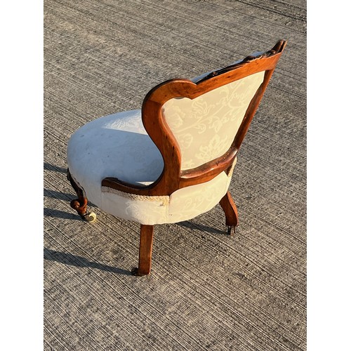 364 - Upholstered C19th bedroom or nursing chair with carved decoration.

This lot is collection only