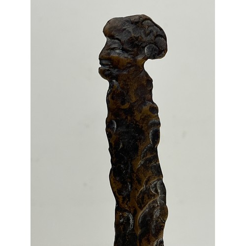 4 - C20th British Art, Christine Fox 1922 – 2012, a bronze figural sculpture on a bog oak base, 37 cm hi... 