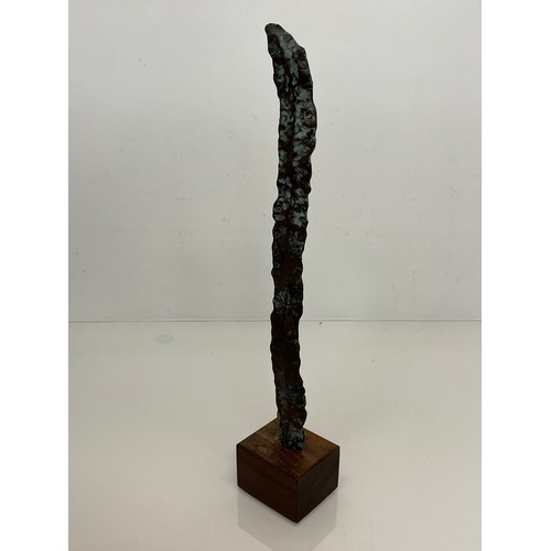 5 - C20th British Art, Christine Fox 1922 – 2012, a bronze palm leaf form sculpture on a teak base, 43 c... 