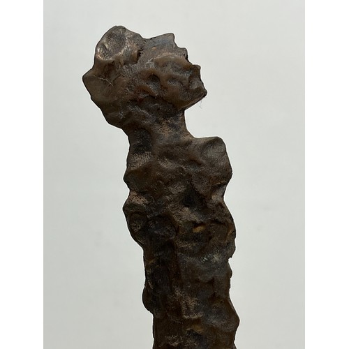 6 - C20th British Art, Christine Fox 1922 – 2012, a bronze figural sculpture on a sandstone base, 40 cm ... 