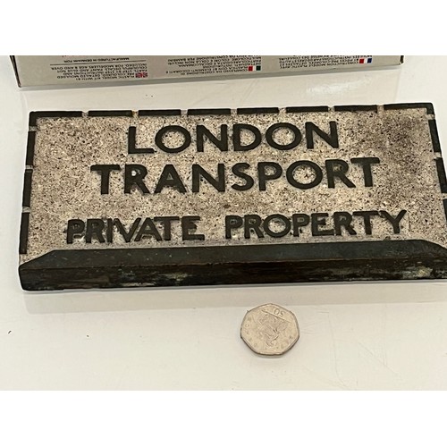 19 - Railwayana, a cast brass tile / brick insert for London Transport.

This lot is available for in-hou... 