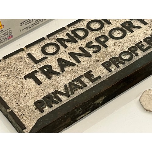 19 - Railwayana, a cast brass tile / brick insert for London Transport.

This lot is available for in-hou... 