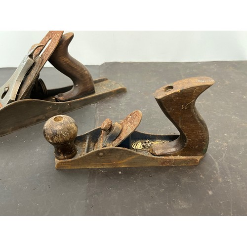 57 - Tools, five wood working planes, Stanley, Woden etc, from a large collection of carpentry and other ... 