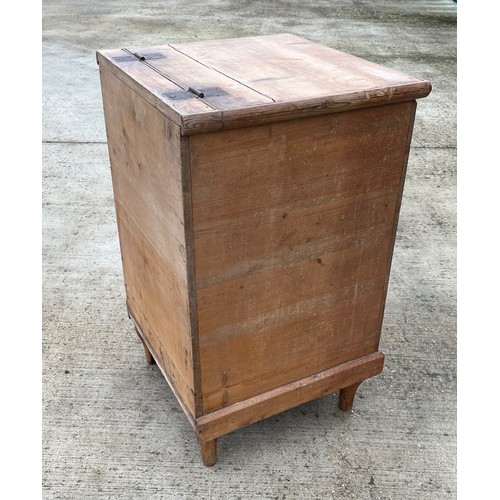 90 - Pine storage unit with two faux drawers and hinged lid, 51cm x 49 cm x 85 cm high.

This lot is coll... 