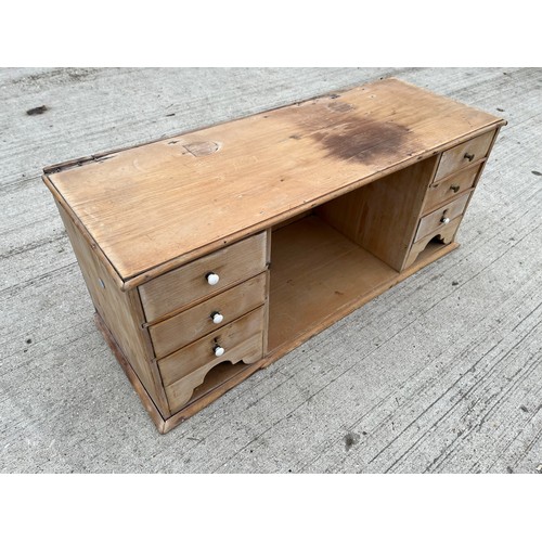 94 - Pine storage unit with six drawers, 71cm x 27 cm x 29 cm high.

This lot is collection only