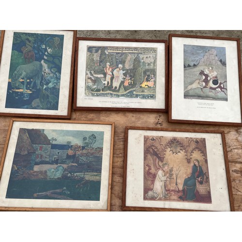 96 - Group of five decorative framed and glazed prints. Gaugin’s Cheval Blanc and Indian Miniatures. 

Th... 