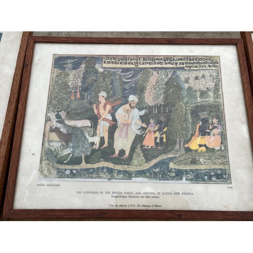 96 - Group of five decorative framed and glazed prints. Gaugin’s Cheval Blanc and Indian Miniatures. 

Th... 