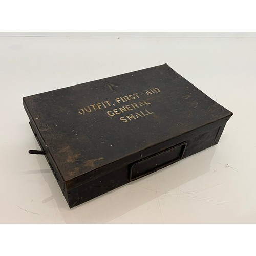 104 - WWII militaria, a steel first aid tin, 24 cm x 15 cm x 6 cm.

This lot is available for in-house shi... 