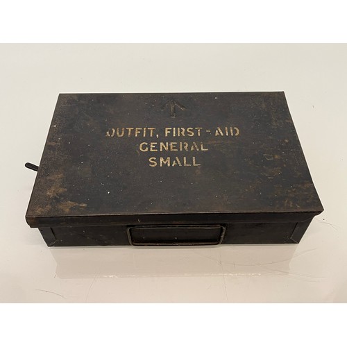 104 - WWII militaria, a steel first aid tin, 24 cm x 15 cm x 6 cm.

This lot is available for in-house shi... 