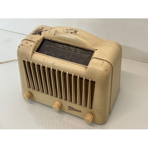 117 - An Art Deco Marconi Bakelite radio, 10 inches x 6 inches x 8 inches high.

This lot is available for... 