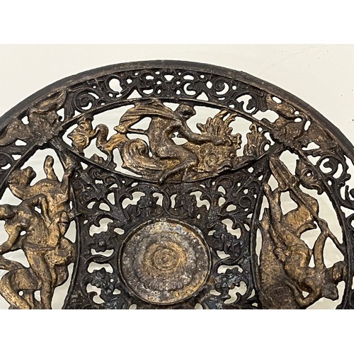 127 - Victorian cast iron bowl decorated with classical figures.

This lot is available for in-house shipp... 