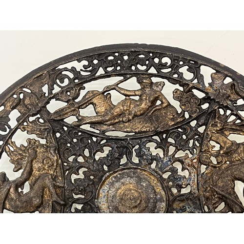 127 - Victorian cast iron bowl decorated with classical figures.

This lot is available for in-house shipp... 