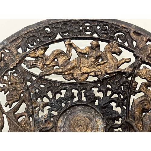 127 - Victorian cast iron bowl decorated with classical figures.

This lot is available for in-house shipp... 