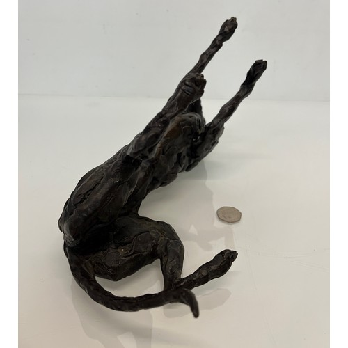 20 - Contemporary bronze sculptue of a dog, a rolling Greyhound / Lurcher, a very heavy substantial study... 