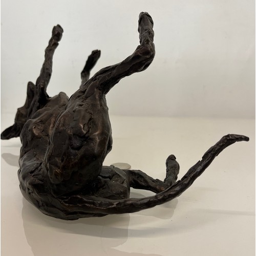 20 - Contemporary bronze sculptue of a dog, a rolling Greyhound / Lurcher, a very heavy substantial study... 