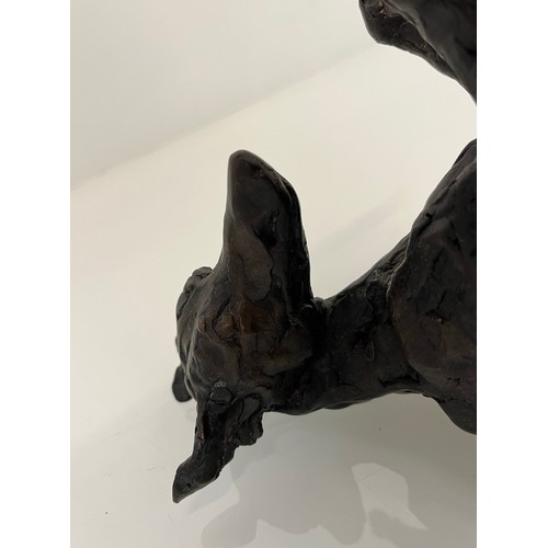 20 - Contemporary bronze sculptue of a dog, a rolling Greyhound / Lurcher, a very heavy substantial study... 