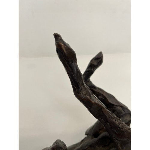 20 - Contemporary bronze sculptue of a dog, a rolling Greyhound / Lurcher, a very heavy substantial study... 