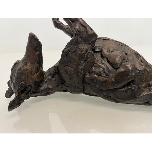 20 - Contemporary bronze sculptue of a dog, a rolling Greyhound / Lurcher, a very heavy substantial study... 