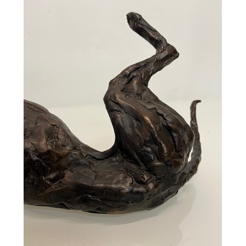 20 - Contemporary bronze sculptue of a dog, a rolling Greyhound / Lurcher, a very heavy substantial study... 