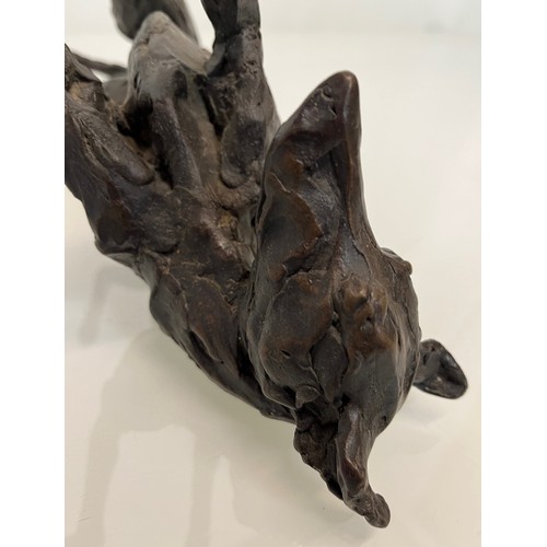 20 - Contemporary bronze sculptue of a dog, a rolling Greyhound / Lurcher, a very heavy substantial study... 