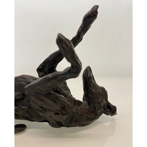 20 - Contemporary bronze sculptue of a dog, a rolling Greyhound / Lurcher, a very heavy substantial study... 