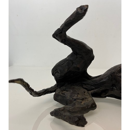 20 - Contemporary bronze sculptue of a dog, a rolling Greyhound / Lurcher, a very heavy substantial study... 