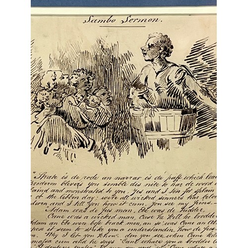 23 - Ethnic Black cultural interest, a framed page from a C19th sketch book, a drawing entitled Sambo Ser... 