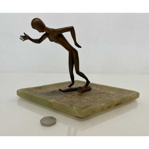 156 - Austrian Art Deco Bronze Figure Jazz Dancer on an Onyx base,  K. Hagenauer 29 cm long.

This lot is ... 