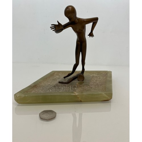 156 - Austrian Art Deco Bronze Figure Jazz Dancer on an Onyx base,  K. Hagenauer 29 cm long.

This lot is ... 