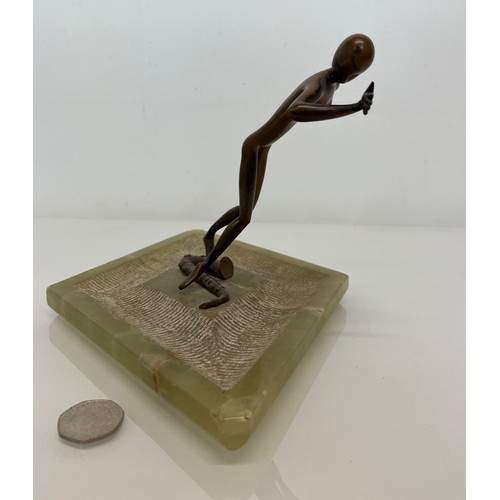 156 - Austrian Art Deco Bronze Figure Jazz Dancer on an Onyx base,  K. Hagenauer 29 cm long.

This lot is ... 