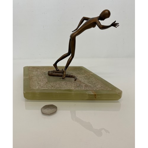 156 - Austrian Art Deco Bronze Figure Jazz Dancer on an Onyx base,  K. Hagenauer 29 cm long.

This lot is ... 