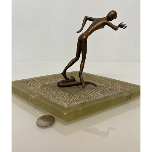 156 - Austrian Art Deco Bronze Figure Jazz Dancer on an Onyx base,  K. Hagenauer 29 cm long.

This lot is ... 