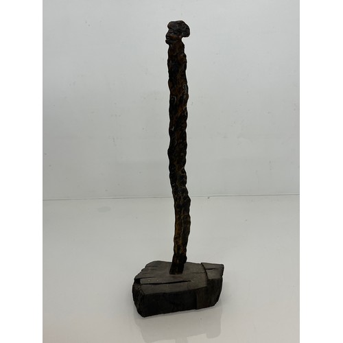 75 - C20th British Art, Christine Fox 1922 – 2012, a bronze figural sculpture on a bog oak base, 37 cm hi... 