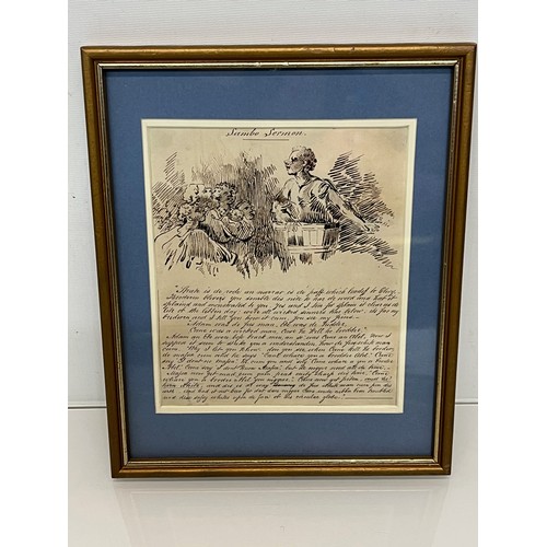 89 - Ethnic Black cultural interest, a framed page from a C19th sketch book, a drawing entitled Sambo Ser... 